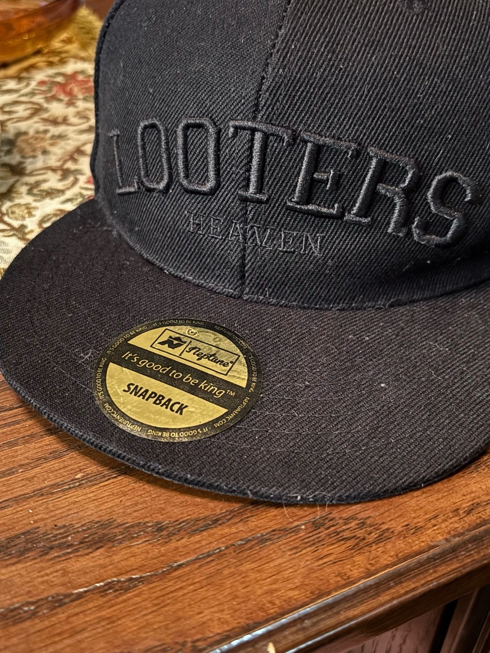 Looters Heaven Blackout Snapback Hat Neptune Adjustable Flat Bill Cap Black